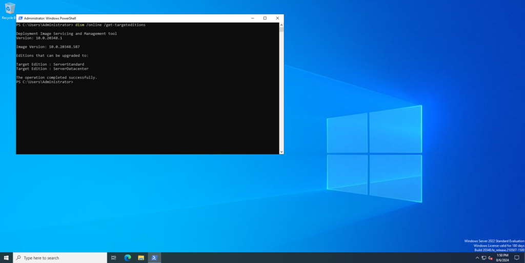 windows server evaluation to full versions available