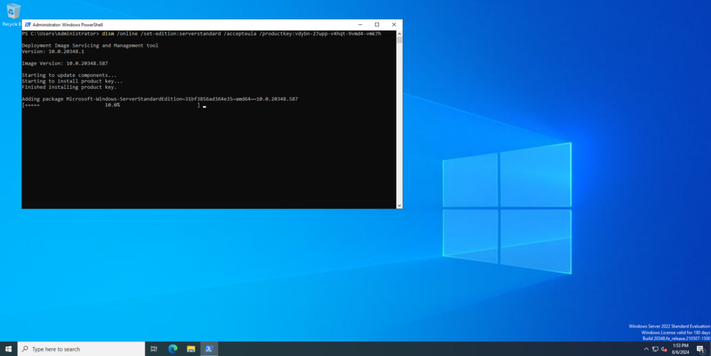 waiting on dism tool upgrade windows server