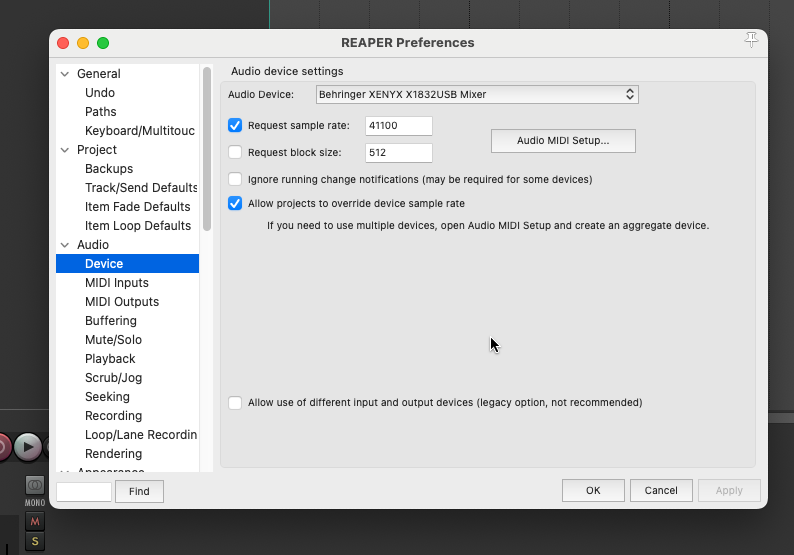 Using an aggregate device for audio input and output on macos