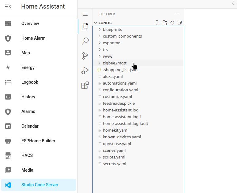 Zigbee2MQTT config folder in Home Assistant
