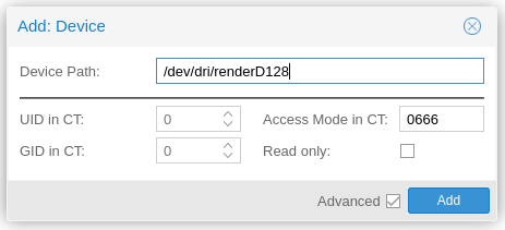 add passthrough device to lxc config