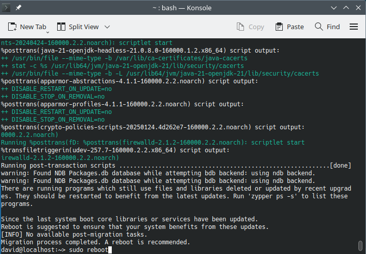 opensuse-migration-tool run complete