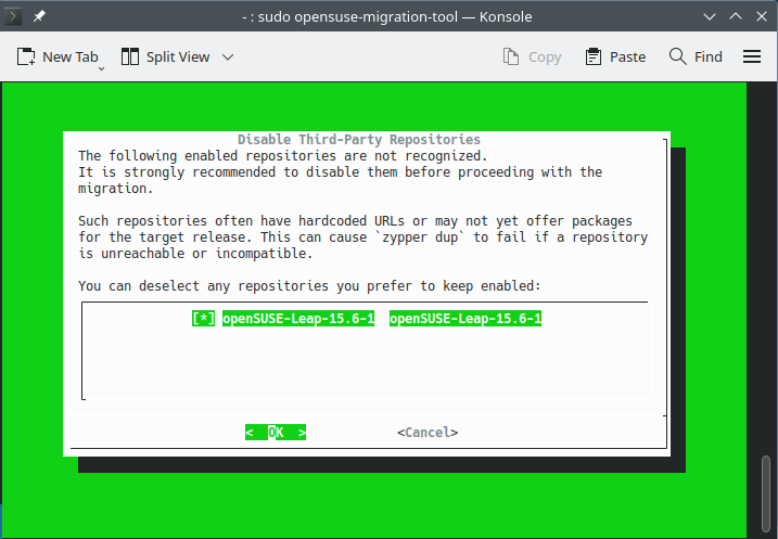 Repositories not recognized opensuse-migration-tool